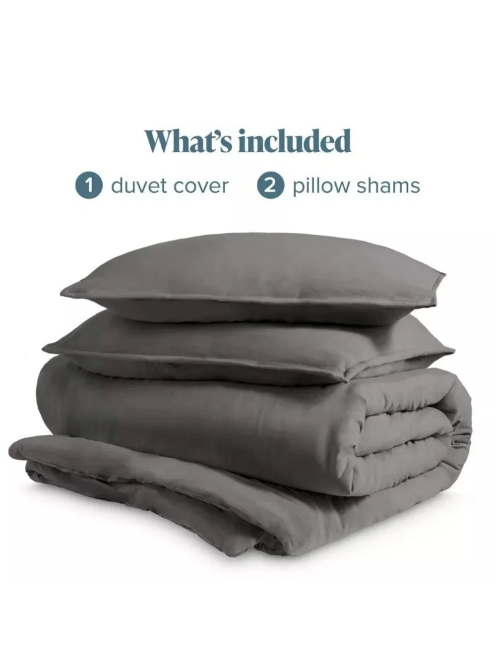Bare Home Full Size Dark Gray 3 Piece Duvet Cover Set w/ 2 Pillow Shams